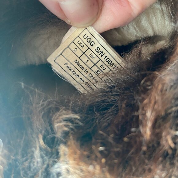 UGG Kensington Leather Fur Cuff Buckle Boots Brown Youth 2 - Picture 7 of 11